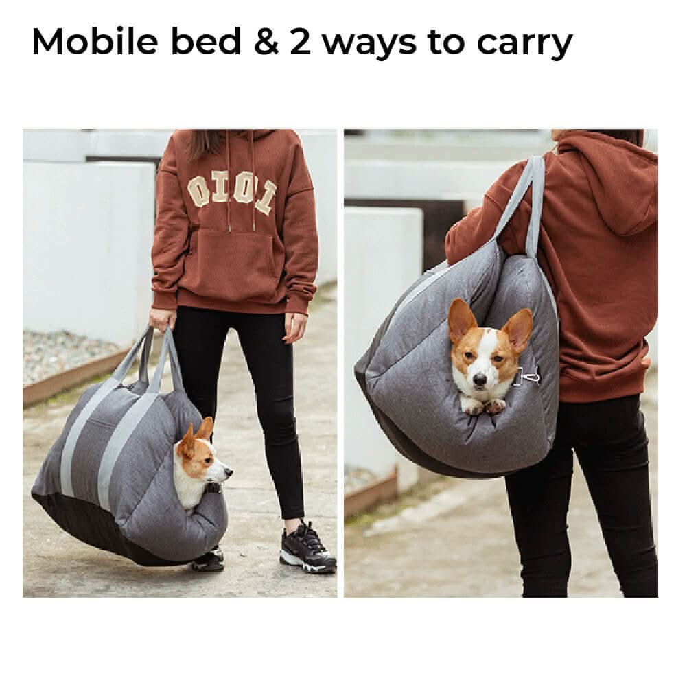 Adjustable Dog Car Seat Bed with Safety Straps for Secure Travel