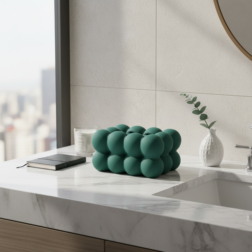 Stylish Bubble-Patterned Ceramic Tissue Holder for Home