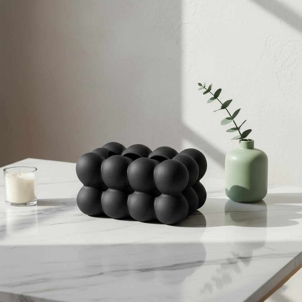 Stylish Bubble-Patterned Ceramic Tissue Holder for Home