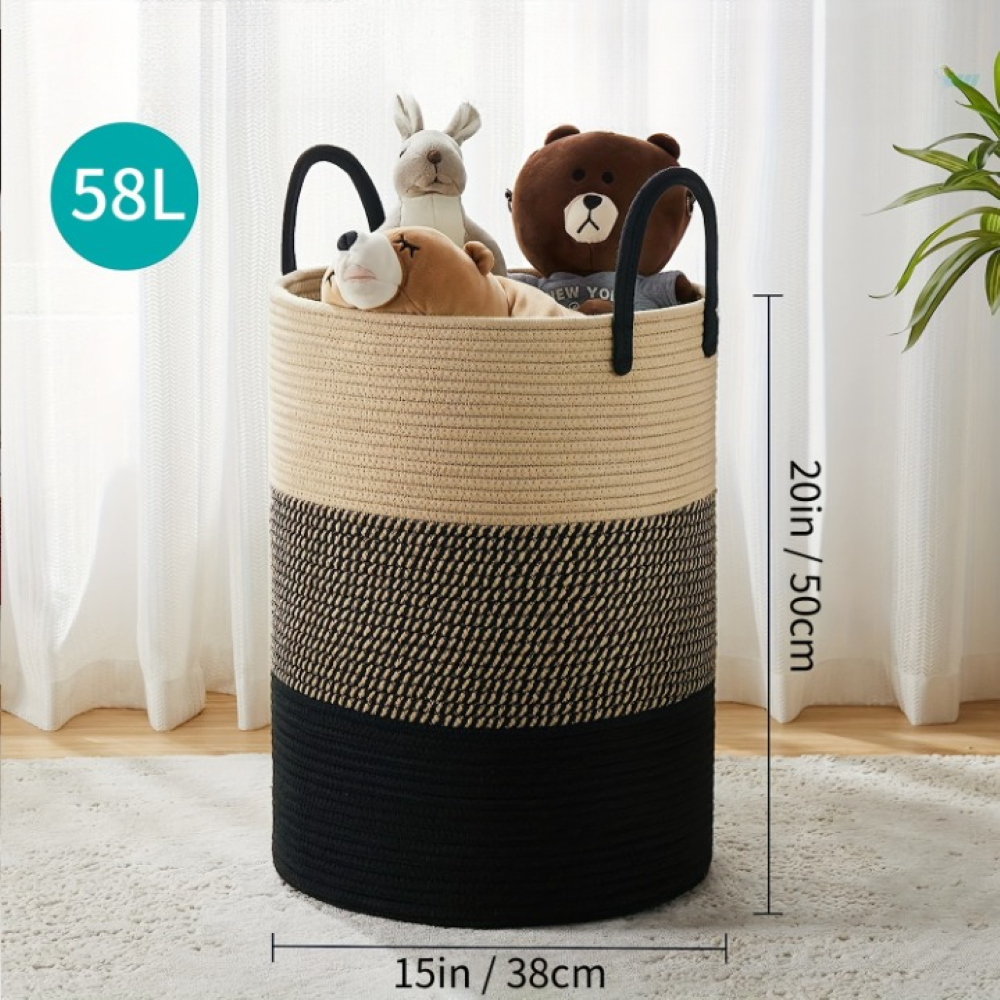 Extra Tall 58L Cotton Laundry Hamper – Weekly Storage Solution