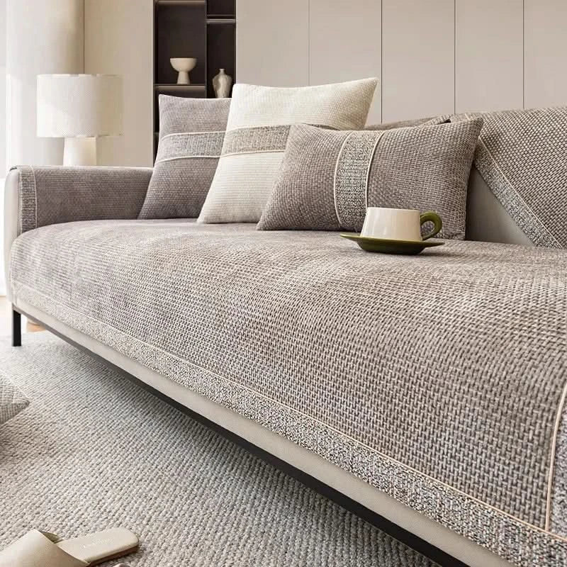 SofaGuard - Chic Linen Couch Protector with Secure Grip