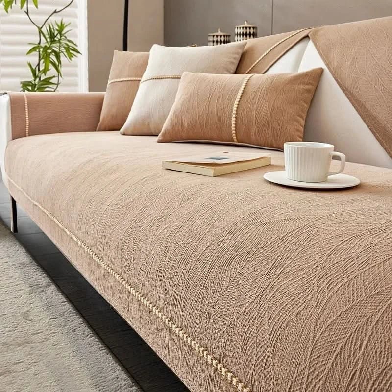 SofaGuard - Chic Linen Couch Protector with Secure Grip