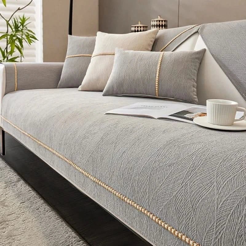 SofaGuard - Chic Linen Couch Protector with Secure Grip