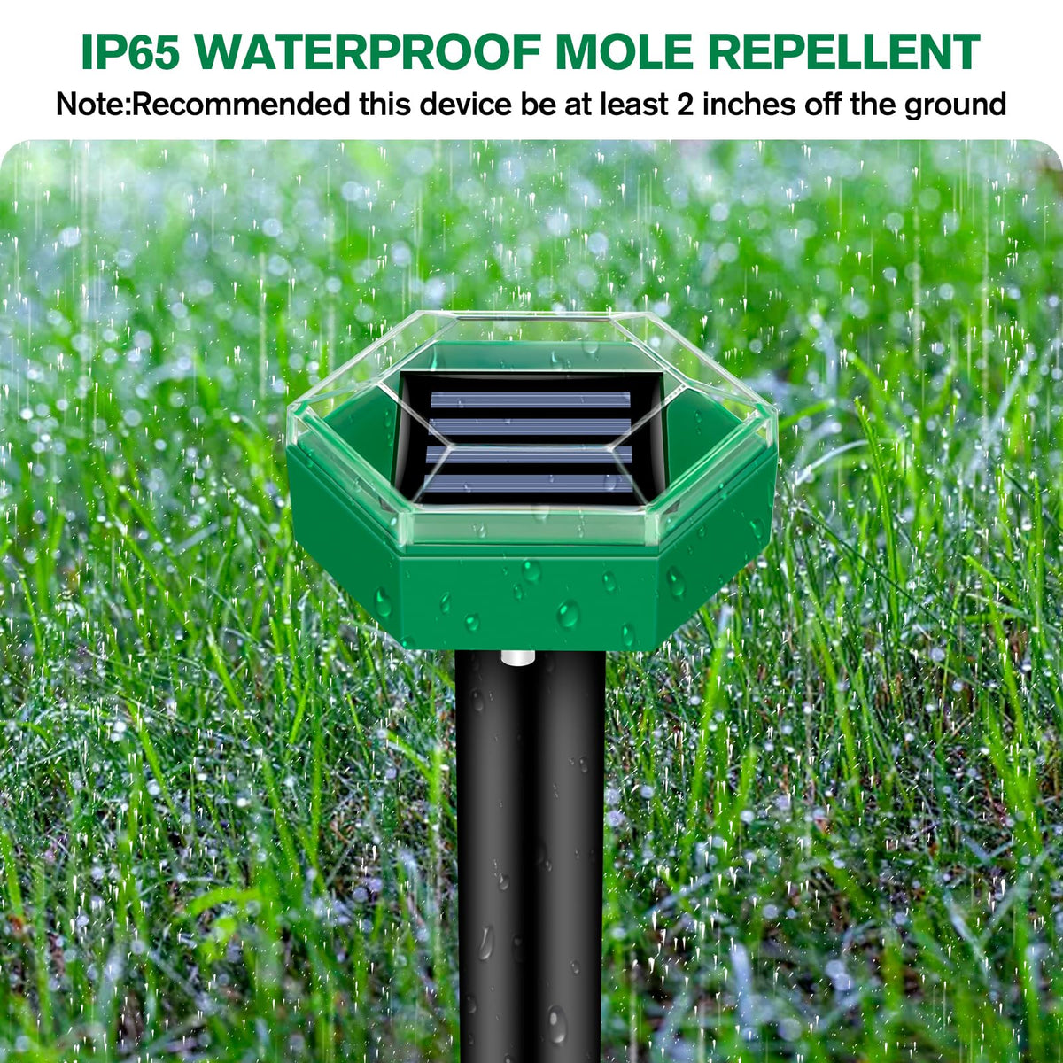 Solar Ultrasonic Spikes for Mole Repelling | 4-Pack Gopher & Vole Control