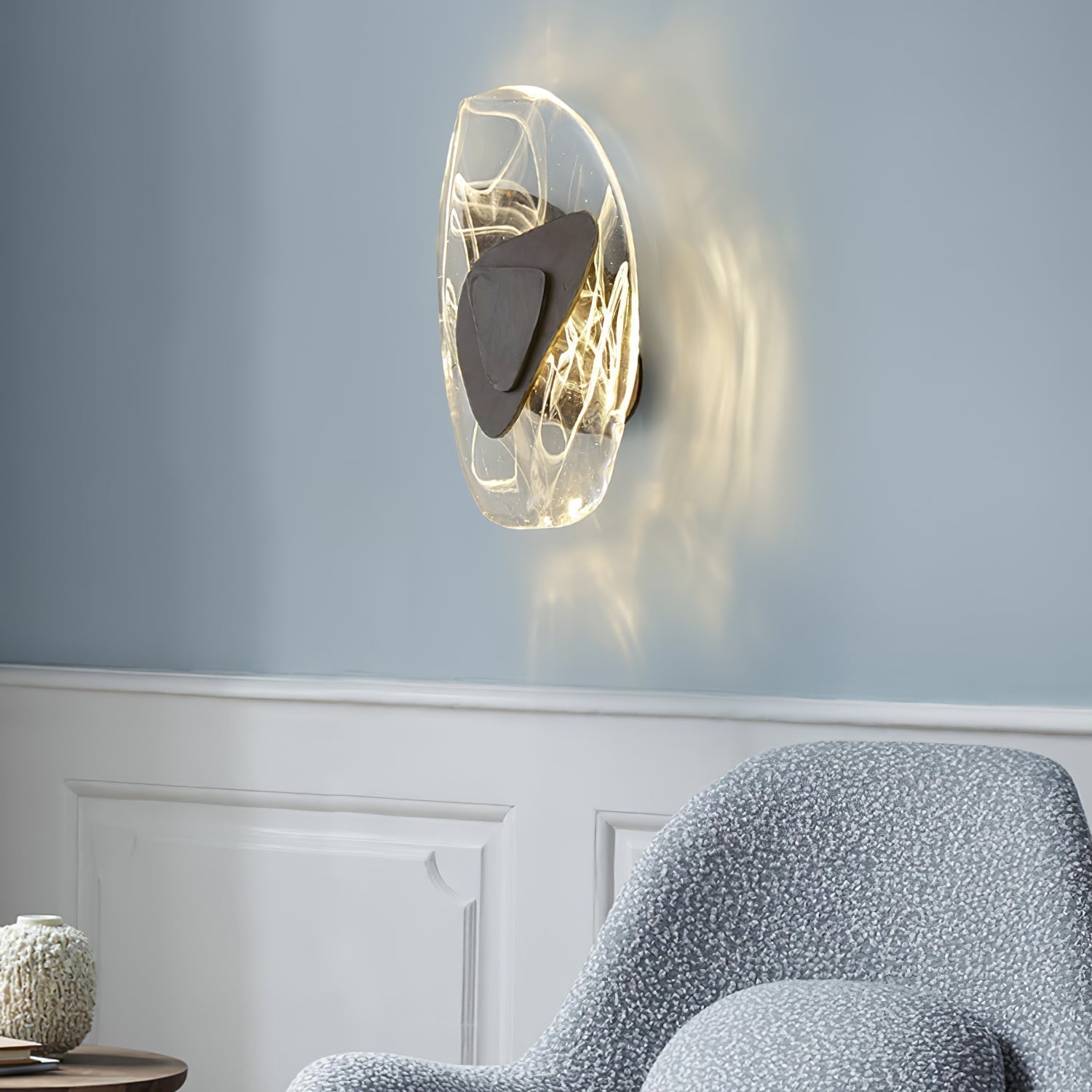 LED Wall Light Crafted from Molded Glass