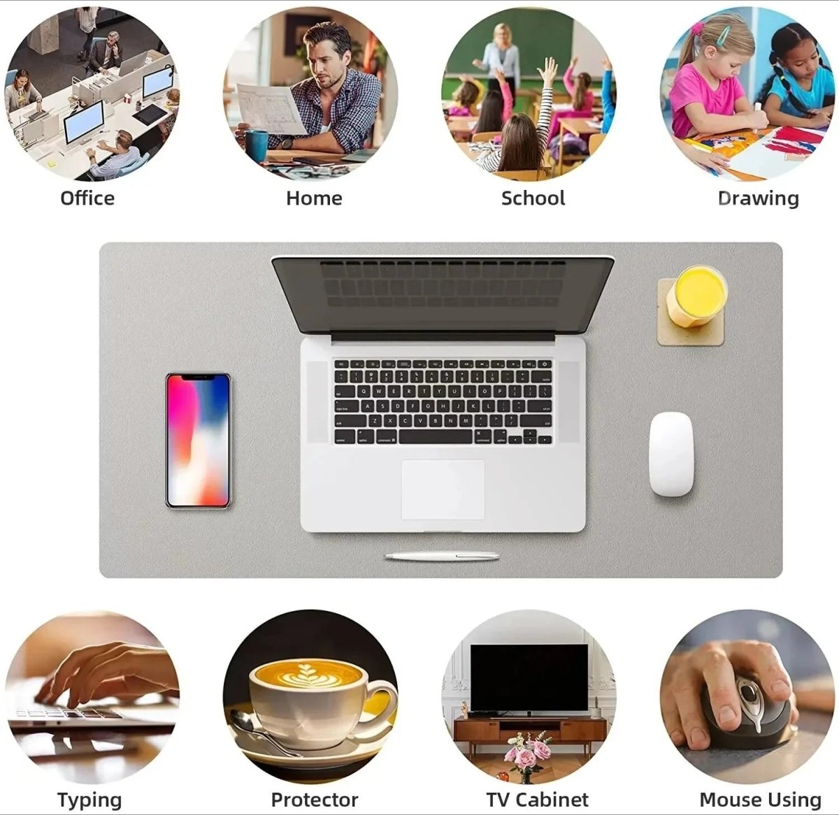 Non-Slip Faux Leather Waterproof Desk Mat