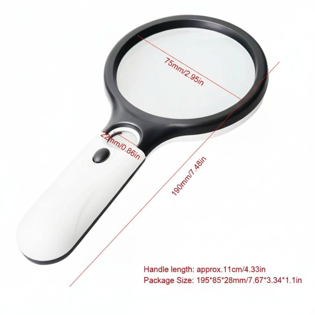 Handheld Magnifying Glass 45x with LED Light for Detailed Inspection