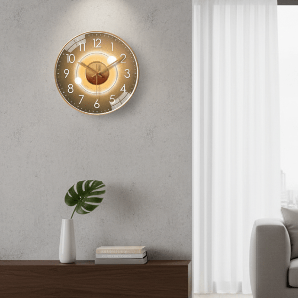 Silent Quartz Mechanism Wall Clock with LED Light