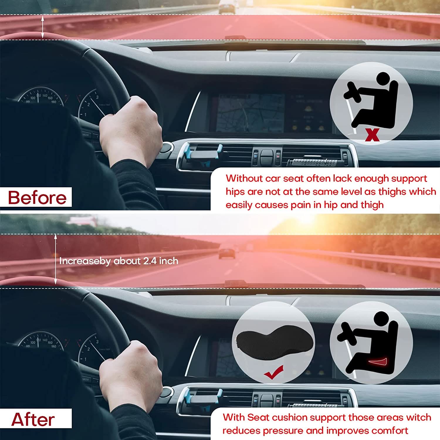 Comfortable Car Seat Cushion for Relief During Long Drives