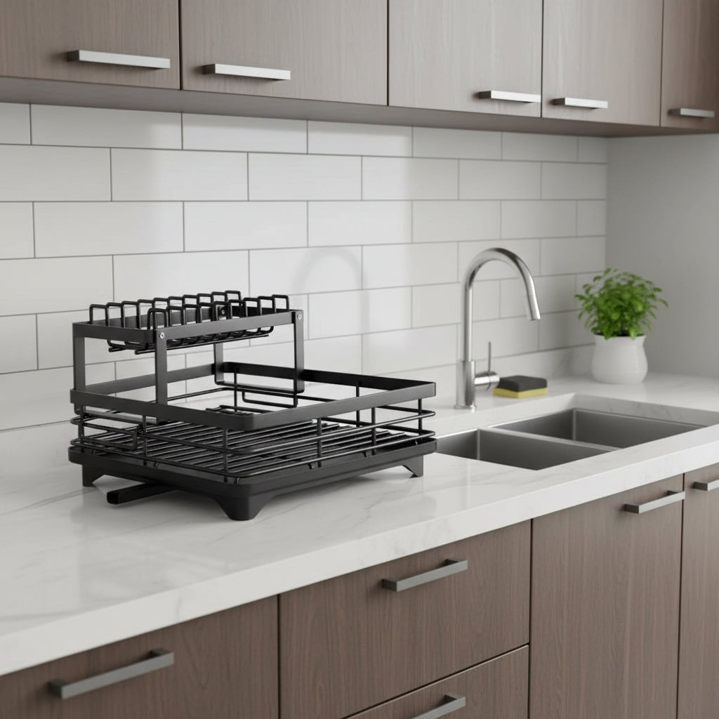 Compact Stainless Steel Dish Organizer - Perfect for Small Spaces