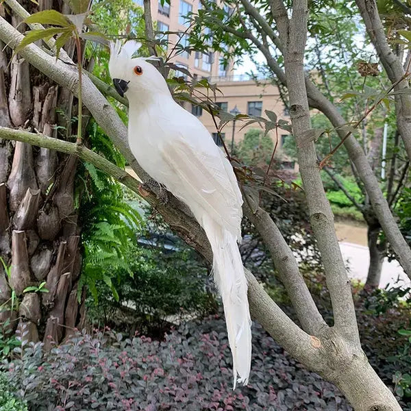 Lifelike Bird Figurine with Feathers – Decorative Parrot Garden Sculpture