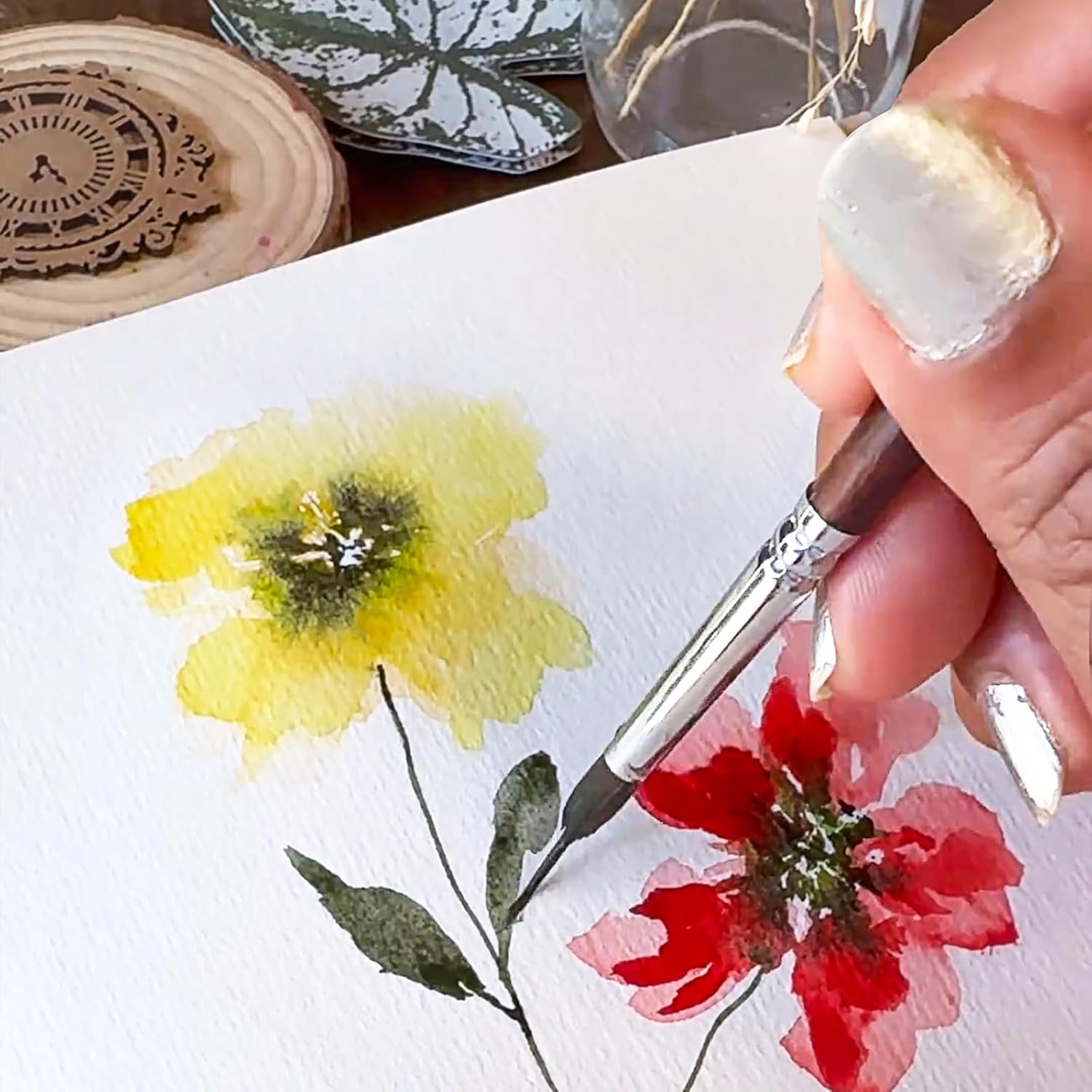 Precision Brush Set for Fine Lines | Wooden Handle
