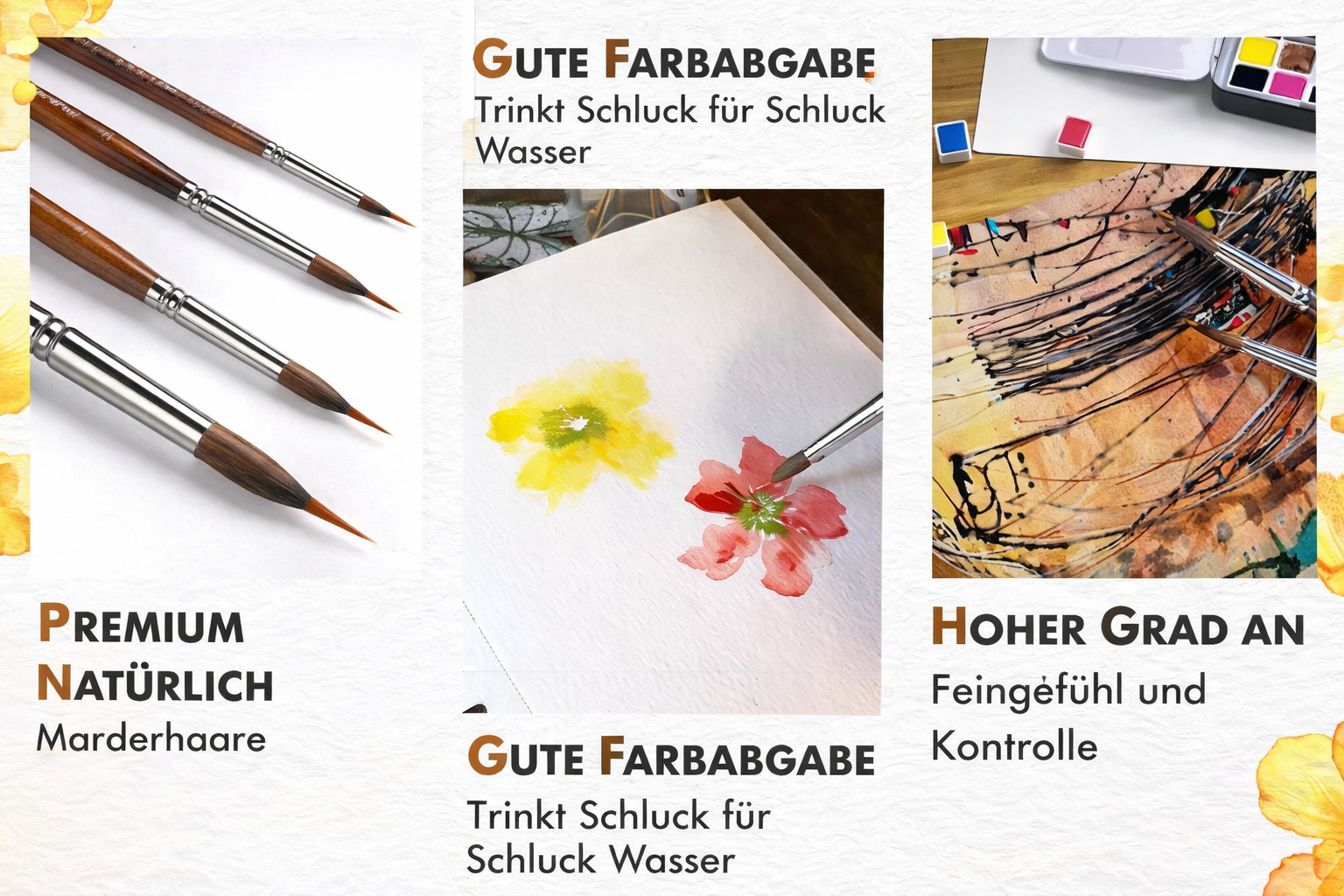 Precision Brush Set for Fine Lines | Wooden Handle