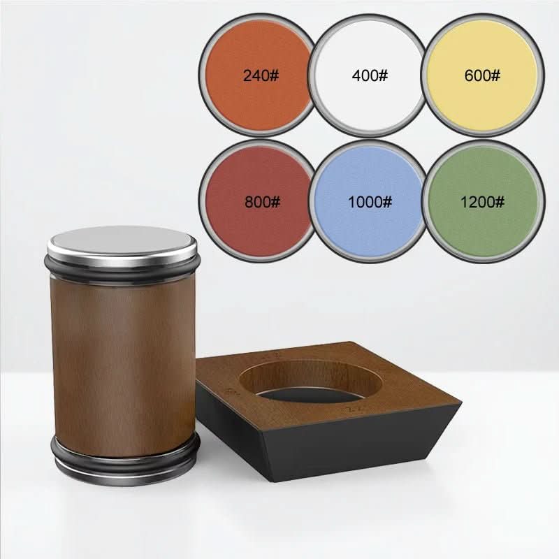 Precision Knife Sharpener with Diamond Grinder and Wooden Stand
