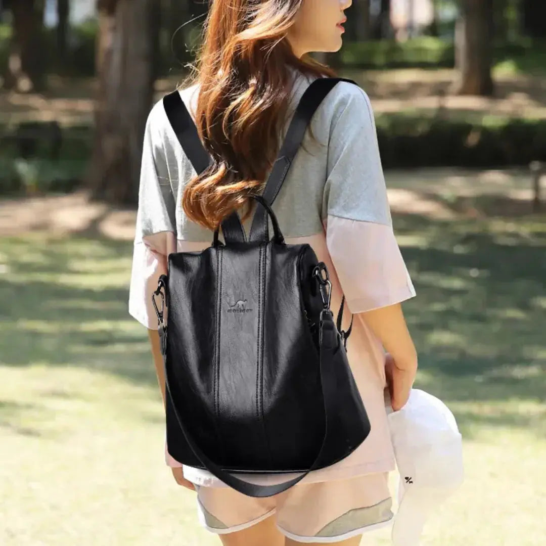 Faux Leather Anti-Theft Backpack – Three Carrying Styles