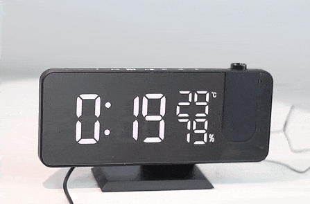 FM Radio Alarm Clock with LED Projection and USB Charging Port