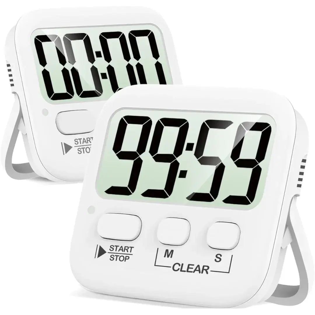 Set of 2 Digital Kitchen Timers – Magnetic Back and Large Display