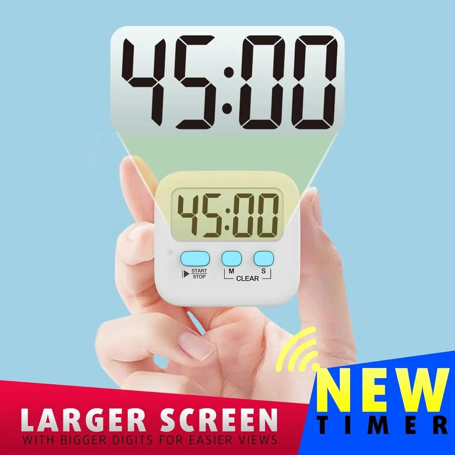 Set of 2 Digital Kitchen Timers – Magnetic Back and Large Display