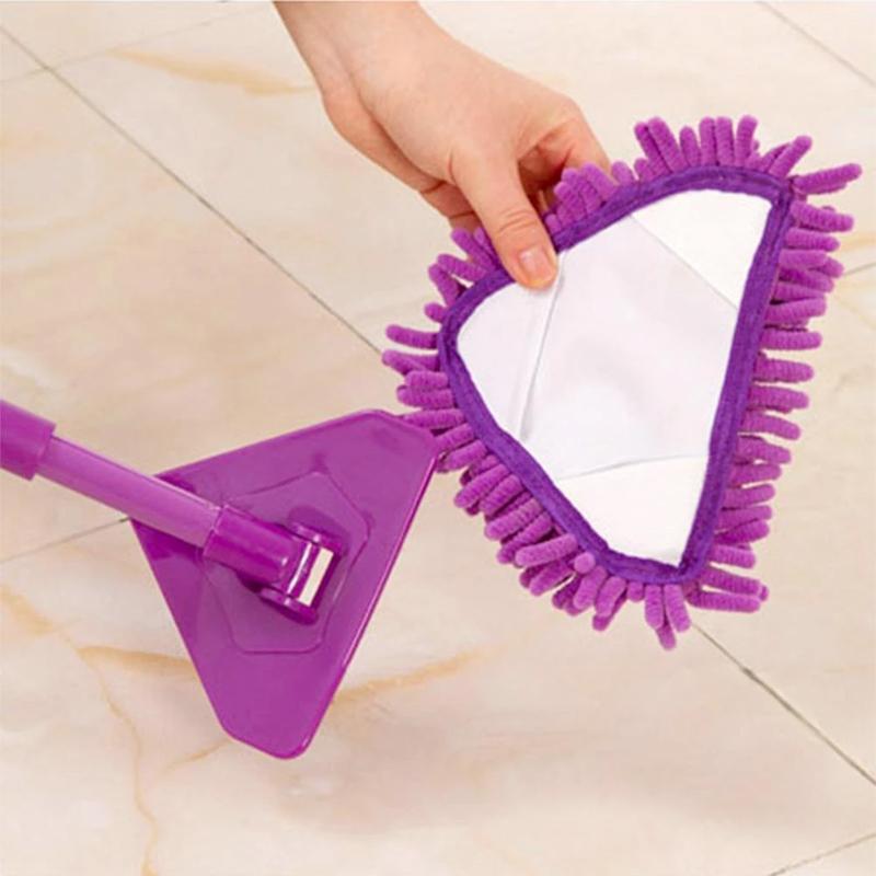 Adjustable Triangular Cleaning Mop with 180-Degree Head and Telescopic Handle