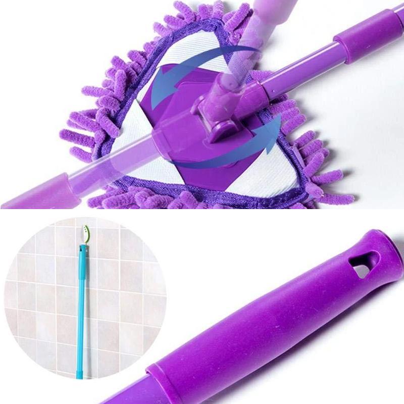 Adjustable Triangular Cleaning Mop with 180-Degree Head and Telescopic Handle