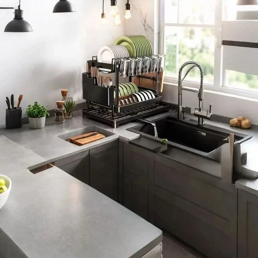 Sturdy Sink Base with Drain Board Organizer for Efficient Storage