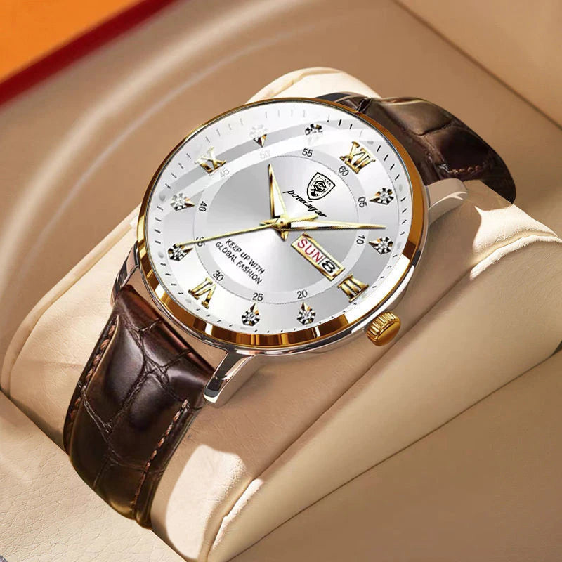 Waterproof Stainless Steel Watch for Men | Analog Timepiece with Luminous Display