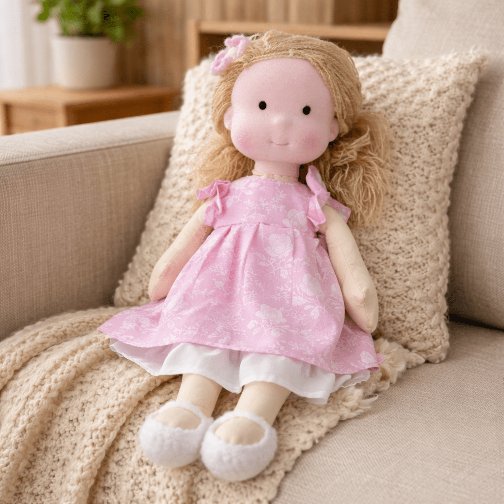 Handcrafted Waldorf Style Cotton Doll for Imaginative Play