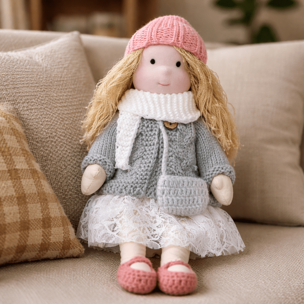 Handcrafted Waldorf Style Cotton Doll for Imaginative Play