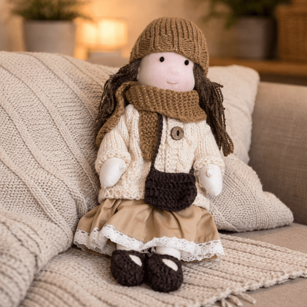 Handcrafted Waldorf Style Cotton Doll for Imaginative Play