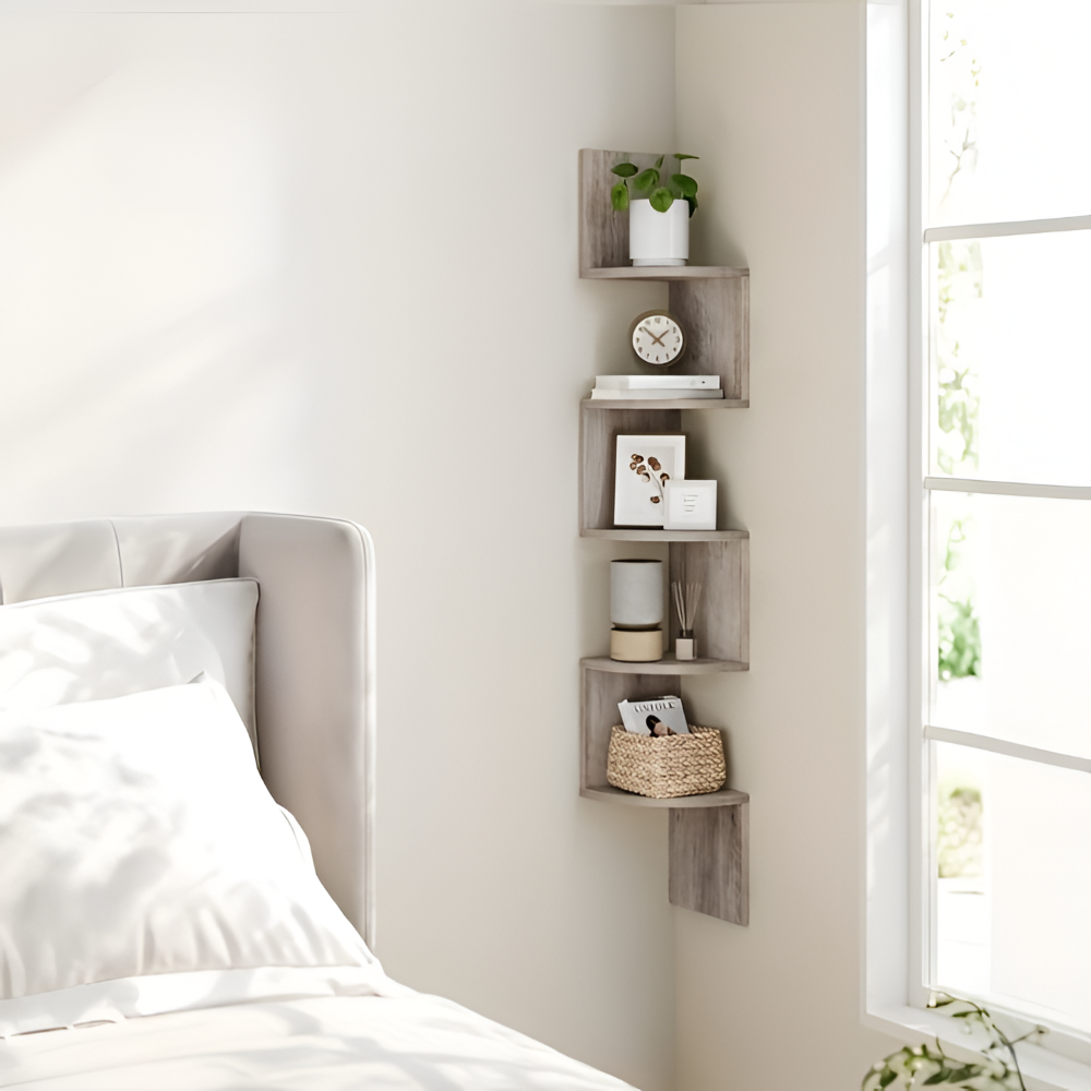 5-Tier Corner Shelf | Zigzag Design for Space-Saving Use