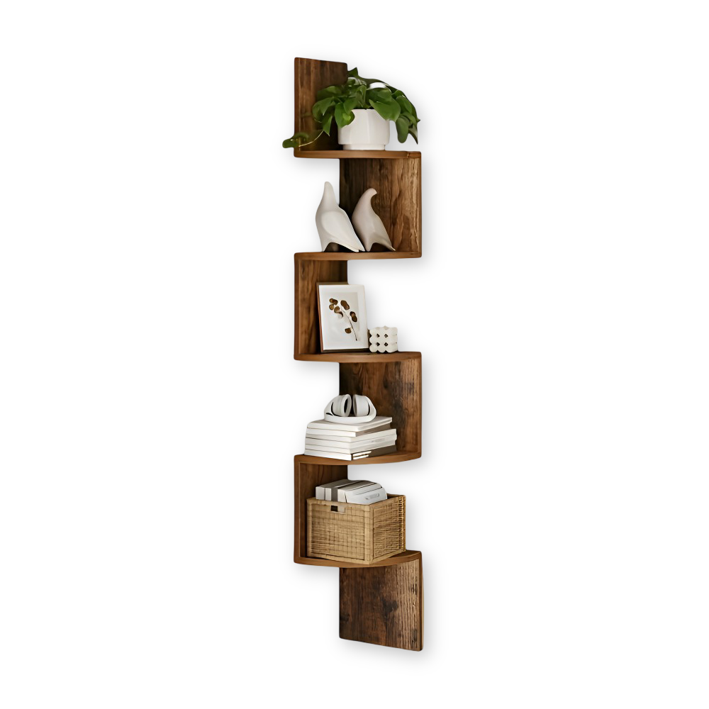 5-Tier Corner Shelf | Zigzag Design for Space-Saving Use