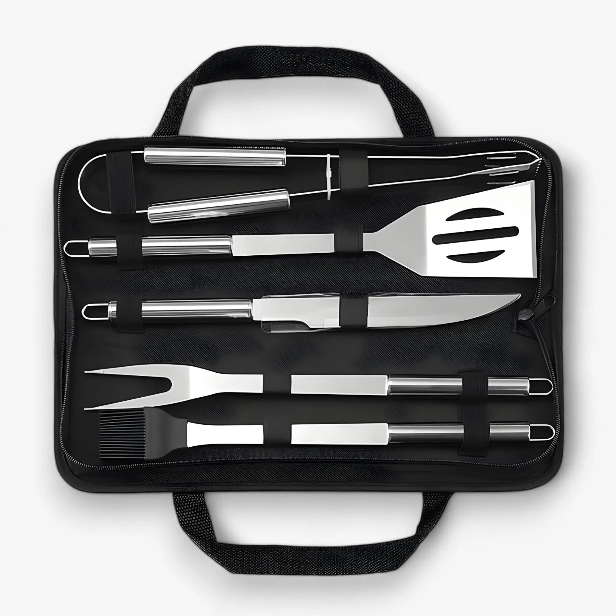Stainless Steel Barbecue Tool Set with Carry Bag – Heat-Resistant Grip
