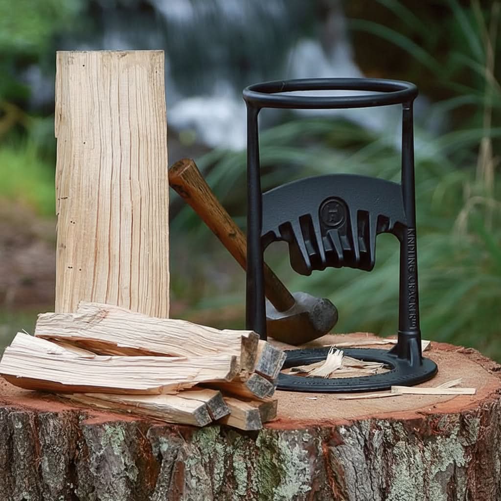 Compact Steel Log Splitter for Safe Firewood and Kindling Preparation