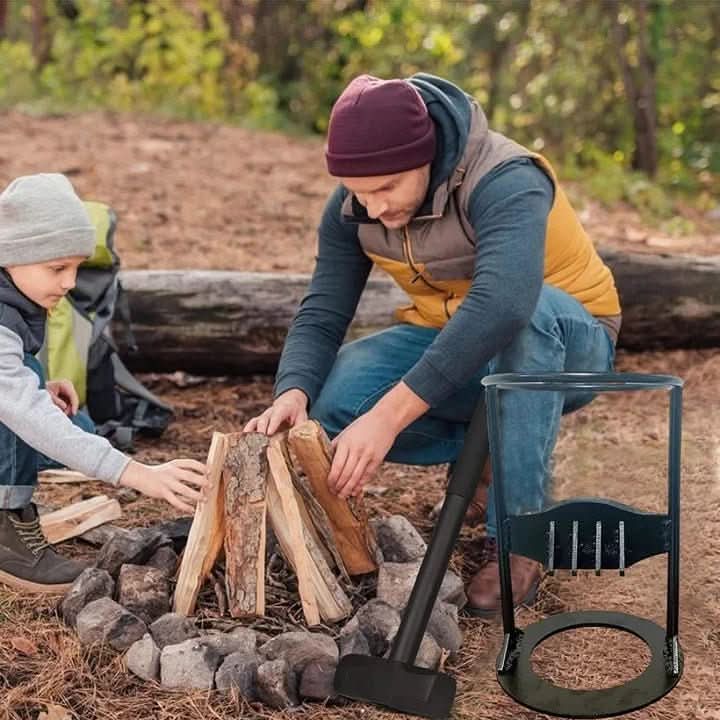 Compact Steel Log Splitter for Safe Firewood and Kindling Preparation
