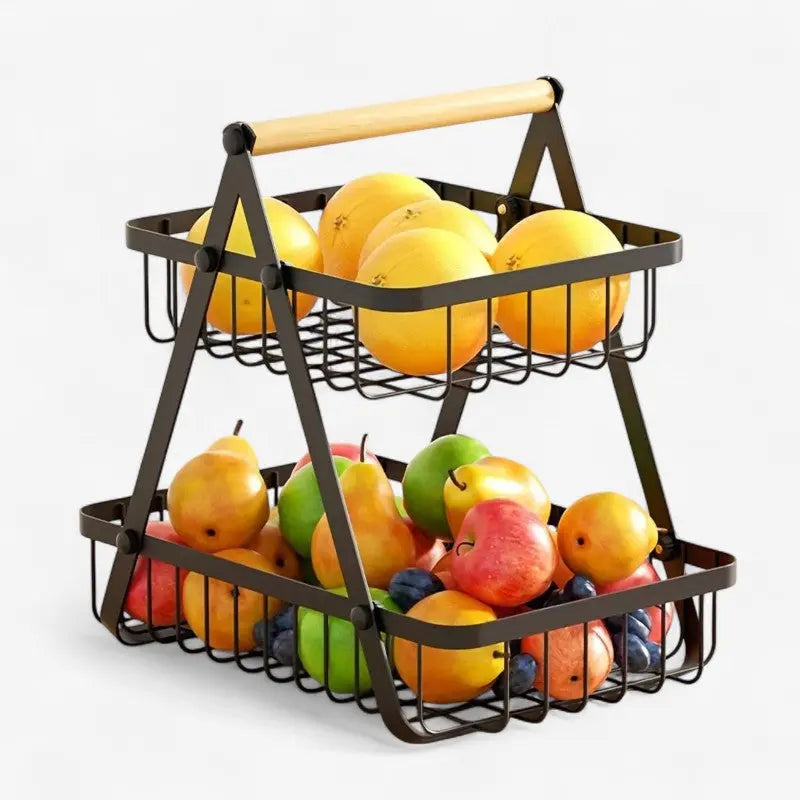 Decorative Iron Basket with Handle – 2 or 3 Tiers, Beaded Accent