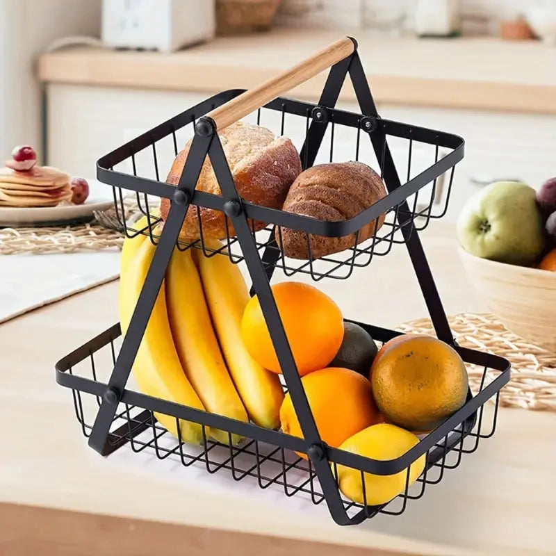 Decorative Iron Basket with Handle – 2 or 3 Tiers, Beaded Accent