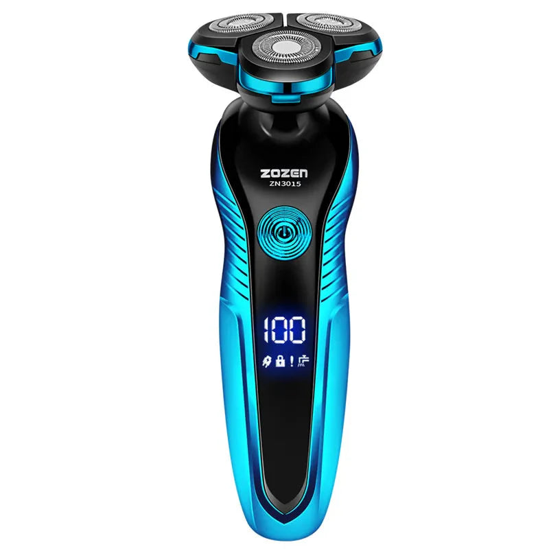 Rotary Electric Shaver with 3 Heads and USB Charging Capability