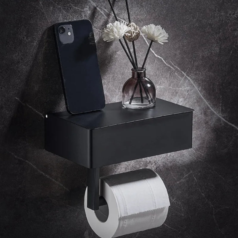 Stylish Wall-Mounted Toilet Paper Holder with Storage Solutions
