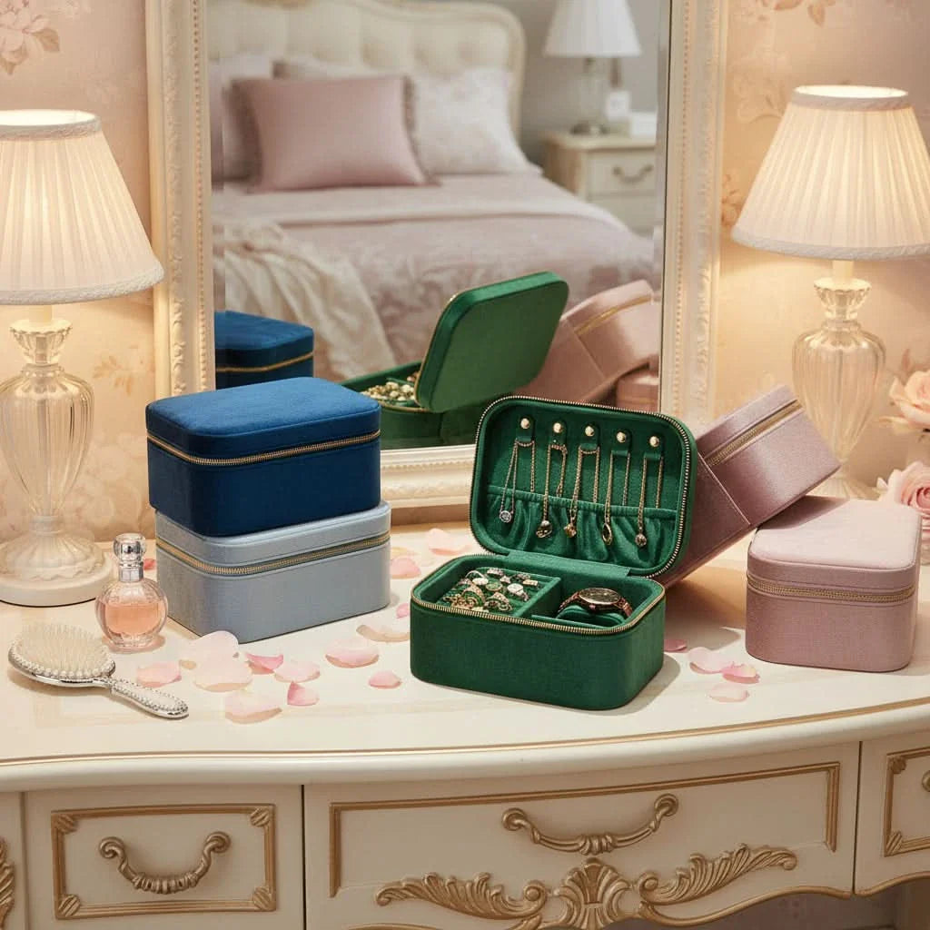 Suede Jewelry Travel Case with Stylish Storage Solution