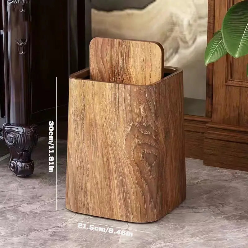 Dual-Compartment Waste Bin with Swing Lid – Stylish Marble-Style Trash Can for Home and Office