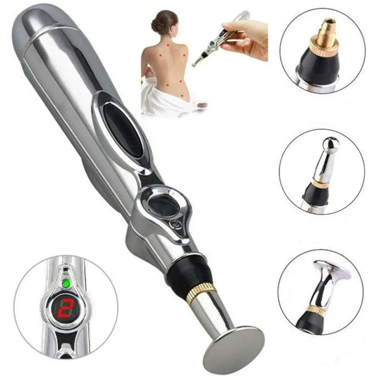 Acupuncture Pen with Electric Function – Includes 3 Tips & 9 Settings
