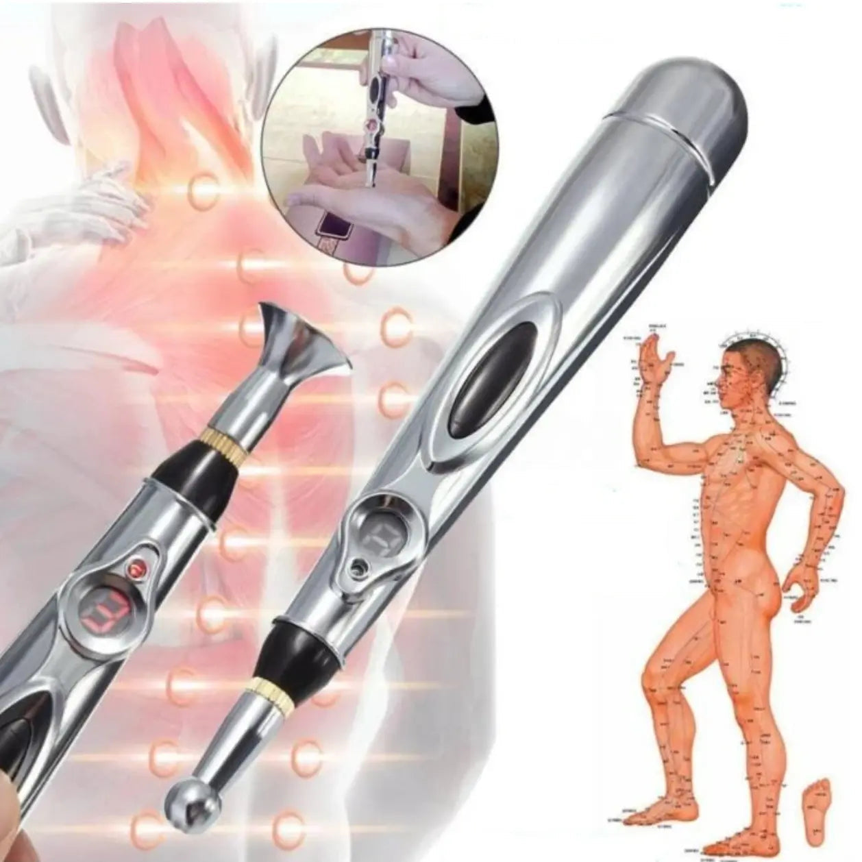 Acupuncture Pen with Electric Function – Includes 3 Tips & 9 Settings