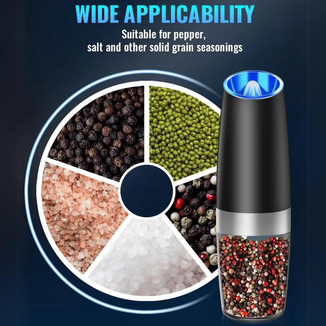 Electric Salt and Pepper Mill Set – Rechargeable, LED Light, Easy One-Hand Use
