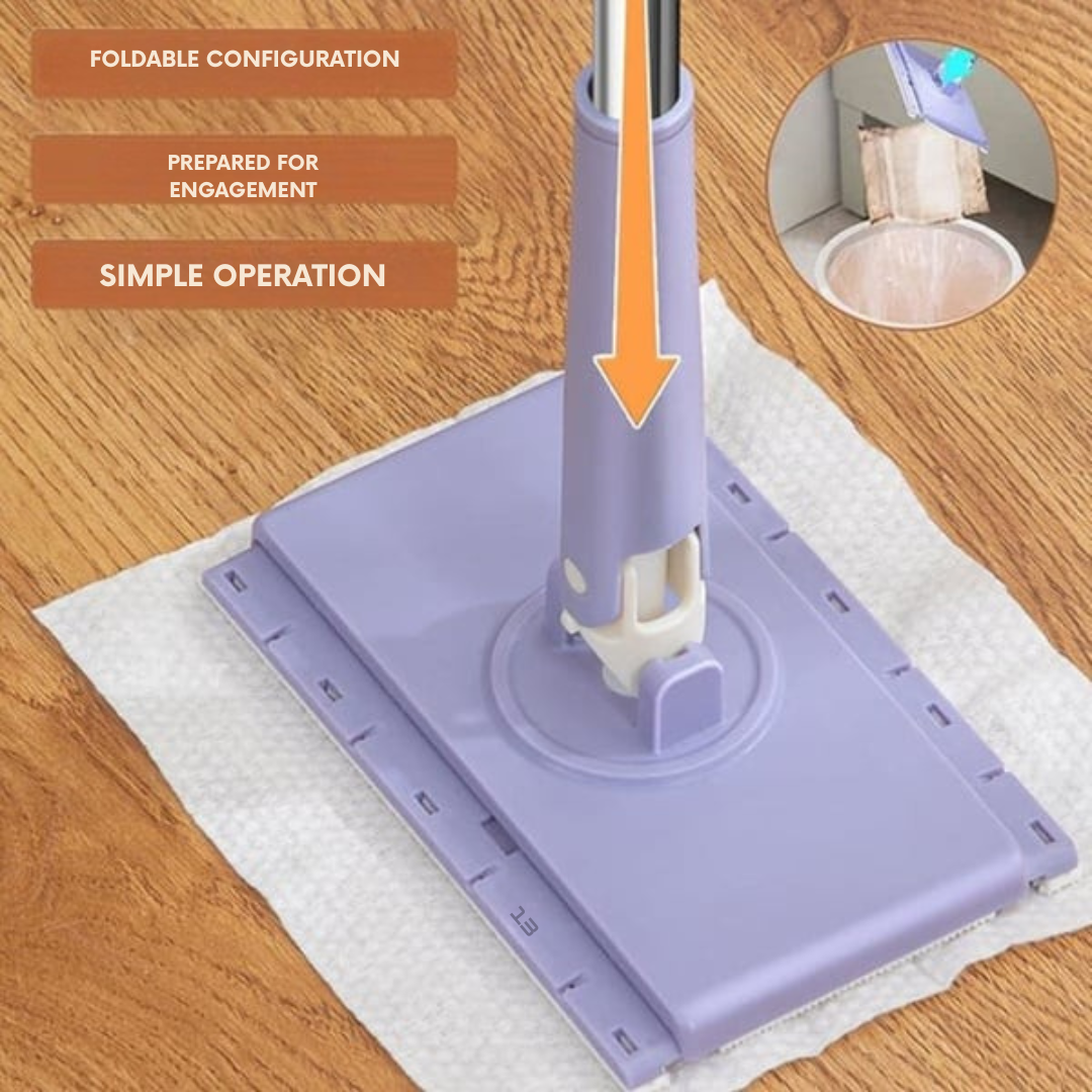 Flat Mop with Rotating Head – Hands-Free Pad System