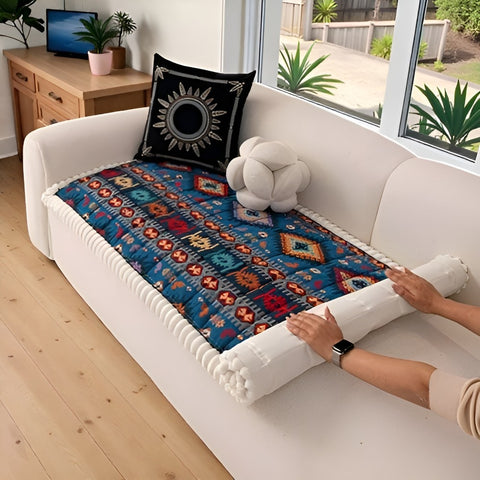 Non-Slip Sofa Cover with Ethnic Design – Quilted Style