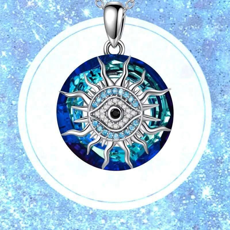 Evil Eye Protection Amulet Necklace with Adjustable Silver Chain
