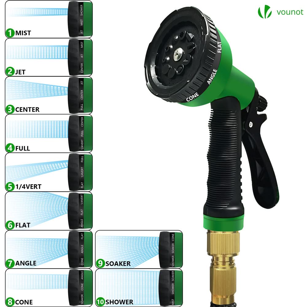 15m Expandable Garden Hose with 10 Spray Settings and Brass Fittings