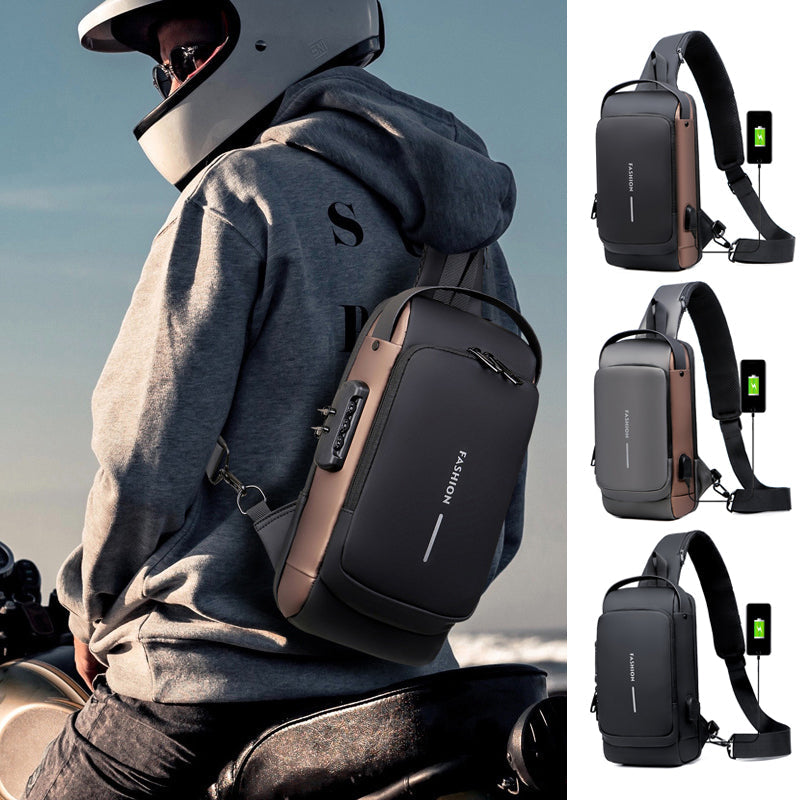 Waterproof and Theft-Resistant Shoulder Bag with USB Port