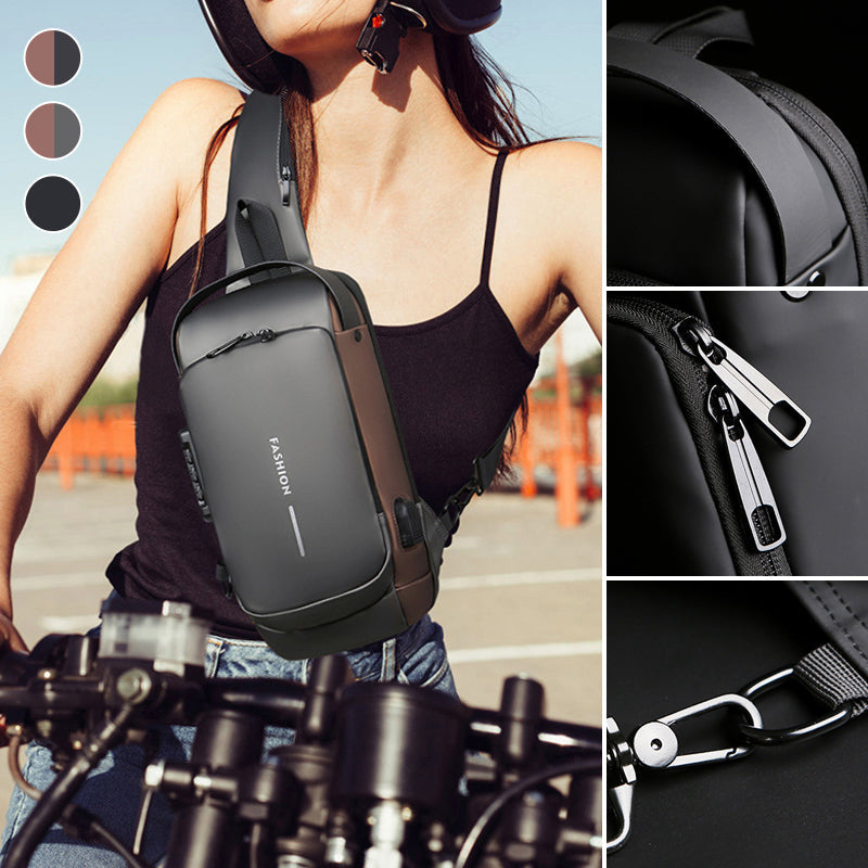 Waterproof and Theft-Resistant Shoulder Bag with USB Port