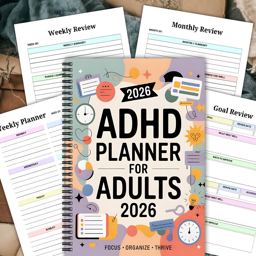 2026 ADHD Planner for Adults - Daily & Weekly Productivity Organizer